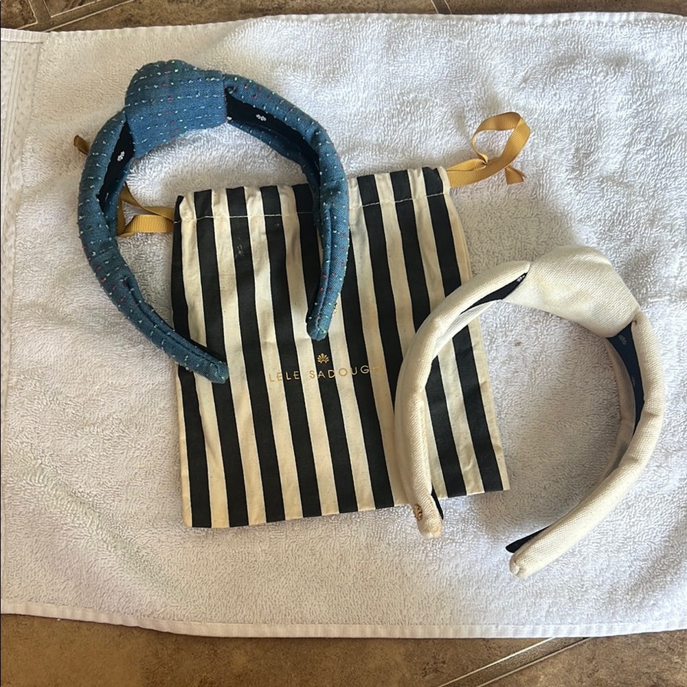 Lele Sadoughi Blue and Cream Headbands